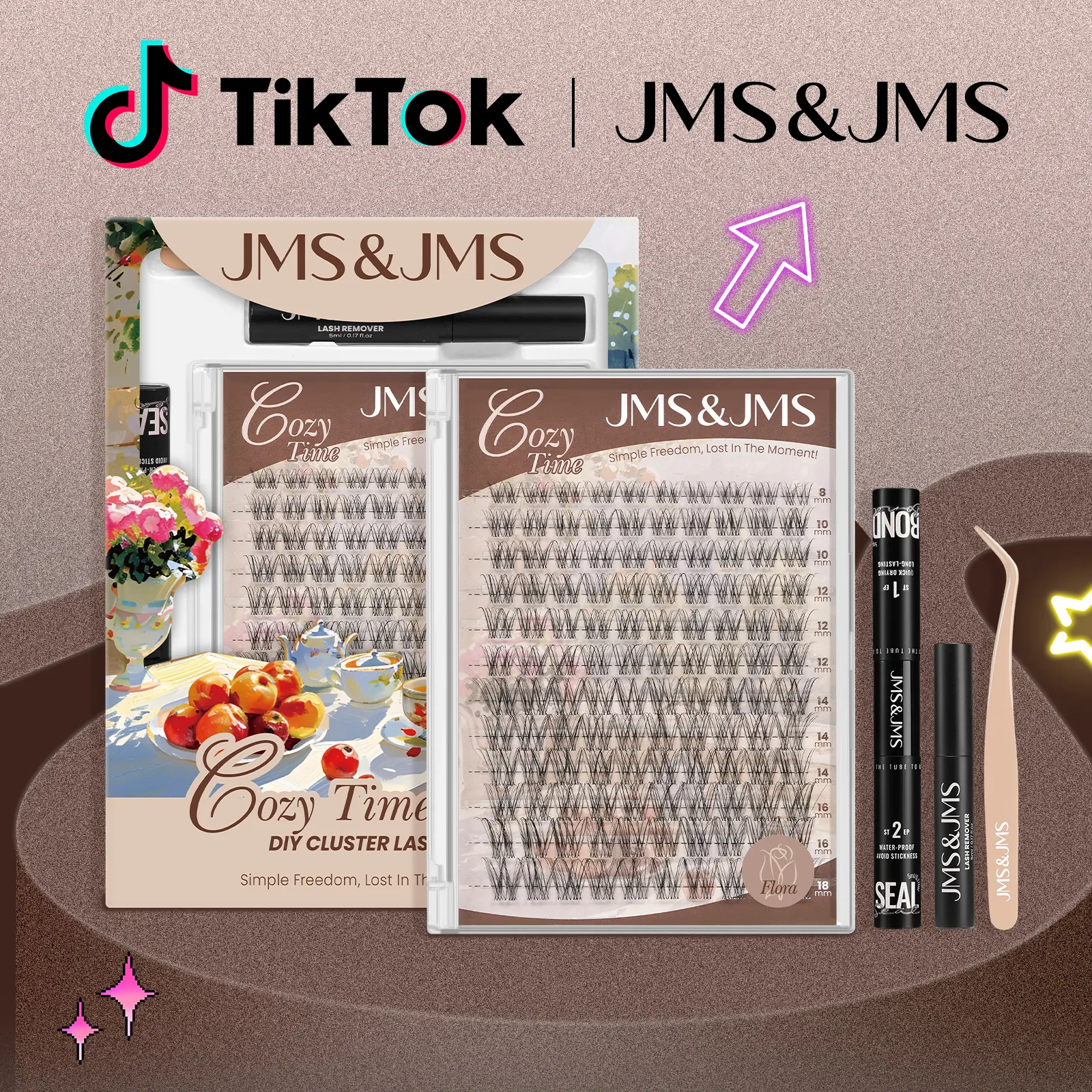 Flora Kit l JMS&JMS Natural Eyelash Cluster DIY Lash Extensions at Home Makeup Cosmetic with Natural Lash Look #tiktokshopmemorialday #dealsforyoudays