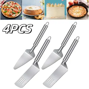 4PCS Stainless Steel Pie Spatula Pie Server Set Serrated with Comfortable Handle, Easy to Grip for Cutting and Serving Desserts Pizza and Cake Tool