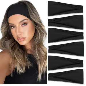 Women's Solid Color Sports Headbands Set of 6, Elastic Yoga Sweat Absorbing Headband, Running Hair Tie, Ideal for Exercise and Gym Workouts, Fitness Sweat Band, Sweat Wicking Headband, Training Headband, Sweatband Headband, Athletic Headbands