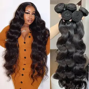 【JOPEAR】30 40Inch 3 4 Bundle Loose Body Wave Bundles Real Unprocessed Human Hair 16A Raw Hair Bundles Extensions Brazilian Natural Black