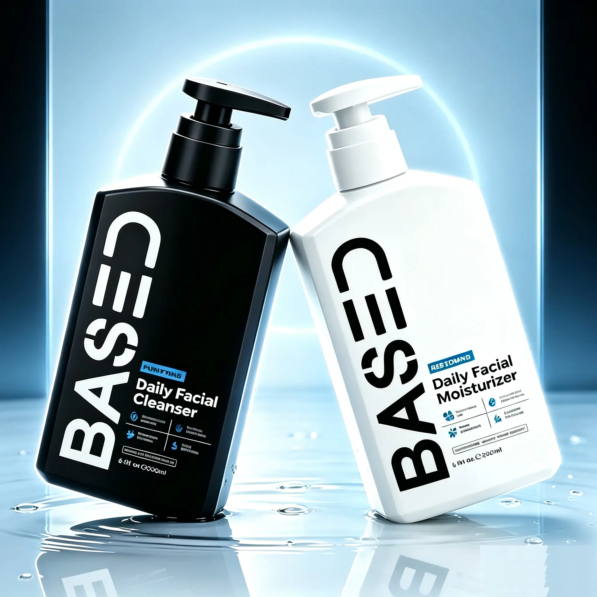 BASED Men's Daily Skincare Set — Facial Cleanser + Repairing Moisturizer (200ml). Suitable for all skin types, the products feature healthy, 100% non-toxic ingredients and are free from endocrine disruptors, ensuring safe use.