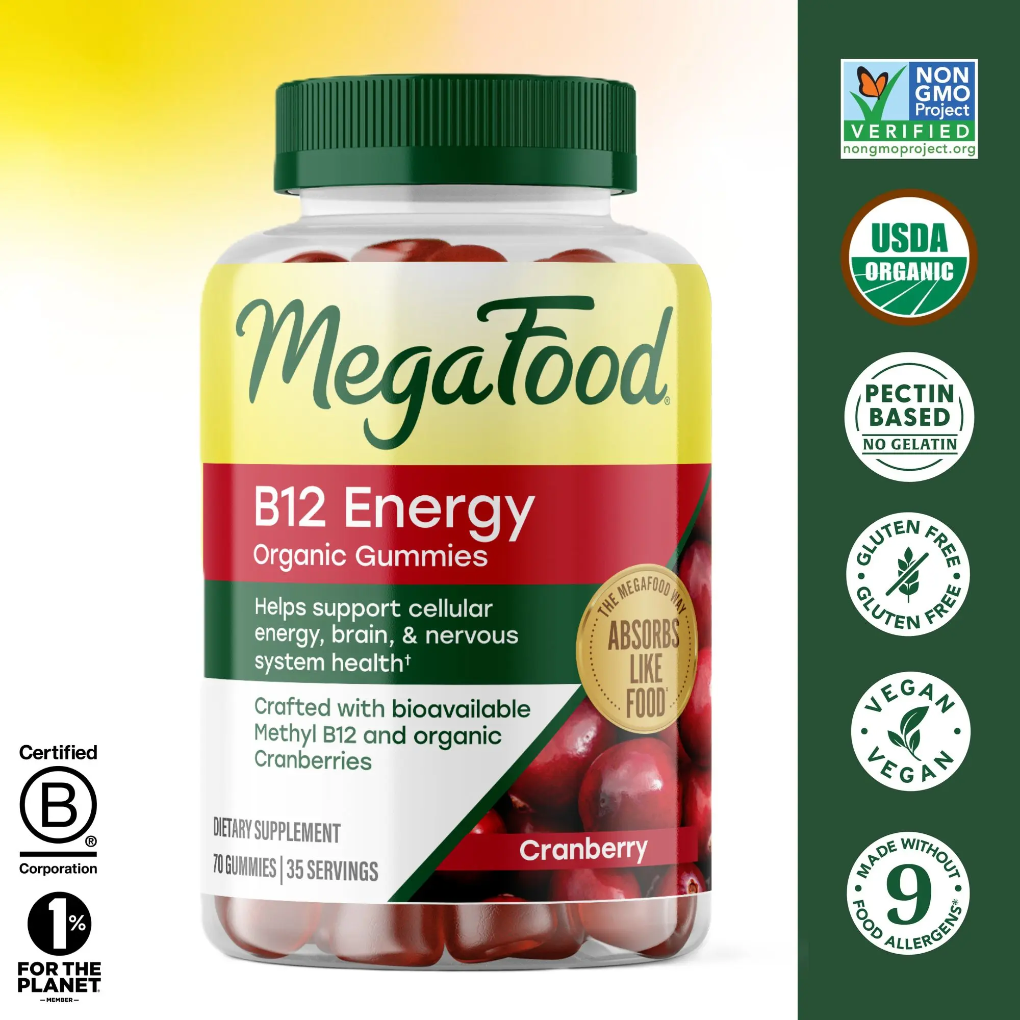MegaFoods B12 Energy Gummies (Cranberry)