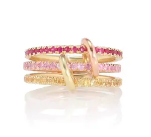 Love Stones Pink Stones Ring Spins Ring - Elegant Design for Everyday Wear