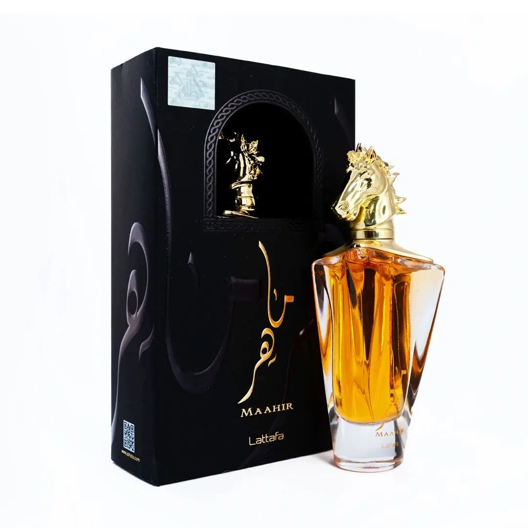 Lattafa MAAHIR EDP Men's Woody Aromatic Cologne - Rose Top Notes, 3.4Oz(100ml) Intense Boxed Liquid Perfume, Single Item, Mens Gifts, Evokes Strength and Confidence