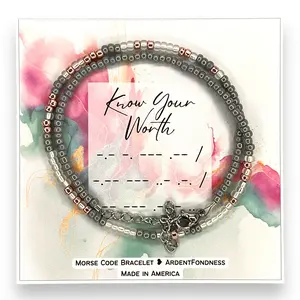 Know Your Worth Morse Code Beaded Wrap Bracelet for Women, You are enough Motivational & Inspirational Encouragement Jewelry Gift for Her Daily Reminder to Reach Your Goals Workout Weight Loss Motivation Female Girl Inspire Encourage You've Got This