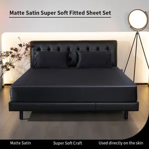 3/4-Piece Satin Bedding Set,Soft Bedding Cooling Fitted Sheet and Pillowcase,Soft Comfort Hypoallergenic Breathable Bedding Set (1 Fitted Sheet+2 Pillowcases),Moisture Wicking Soft Cooling Bedding Sheets & Pillowcases,Deep Pocket Bed Sheet (Deep Up to 14)