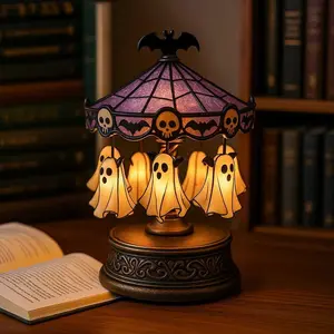 👻 Cute Ghost Carousel Night Light – Magical Home Decor
