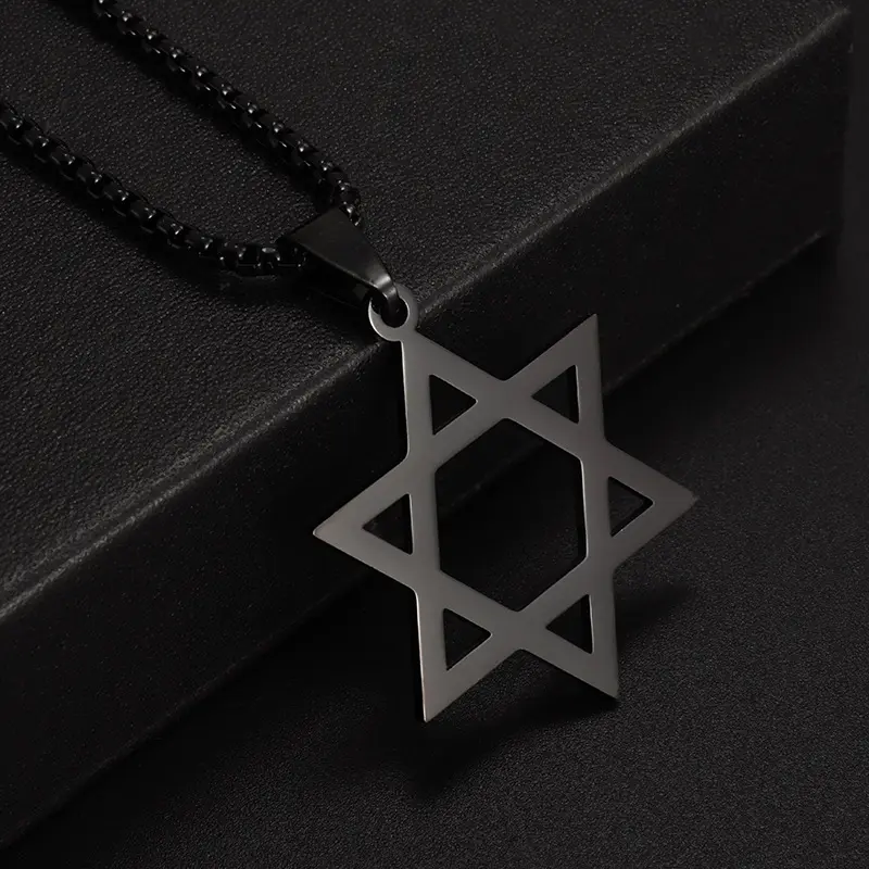 Stainless steel necklace simple glossy hexagram necklace personalized pendant