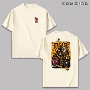 Men's Hook-and-Loop Firefighter T-Shirt, Vintage Fire Rescue Graphic Menswear Top, Soft Cotton Blend Short-Sleeve Round Neck Streetwear Apparel, Unisex Gift