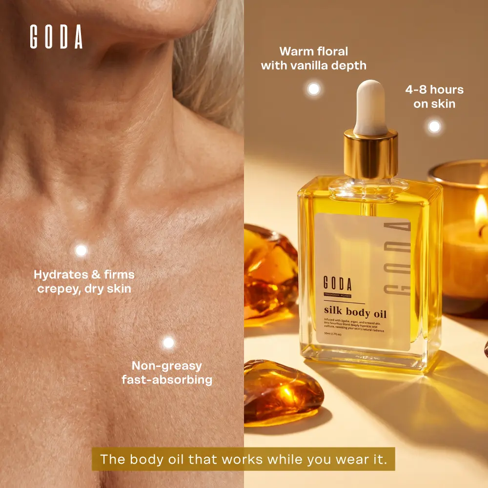 GODA Silk Body Oil - 1.79L oz Lightweight Scented Formula with