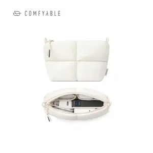 Comfyable Puffy Electronics Organizer Travel Case, Cute Tech Pouch for Women Men, Cable Storage Bag for Charger, Phone, Power Bank, Cord, Compact Tech Accessories Pouch