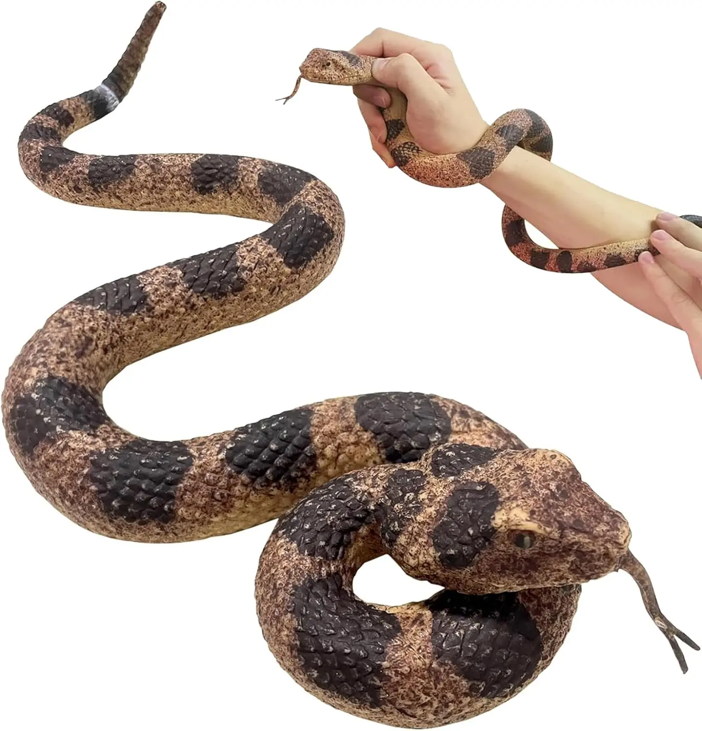 Realistic Fake Snakes Toy Soft Rubber Snake Realistic Keep Birds and Squirrels Away, Rattlesnake Toys for Garden Gift April Fools' Day Party Favors or Halloween Decoration Props