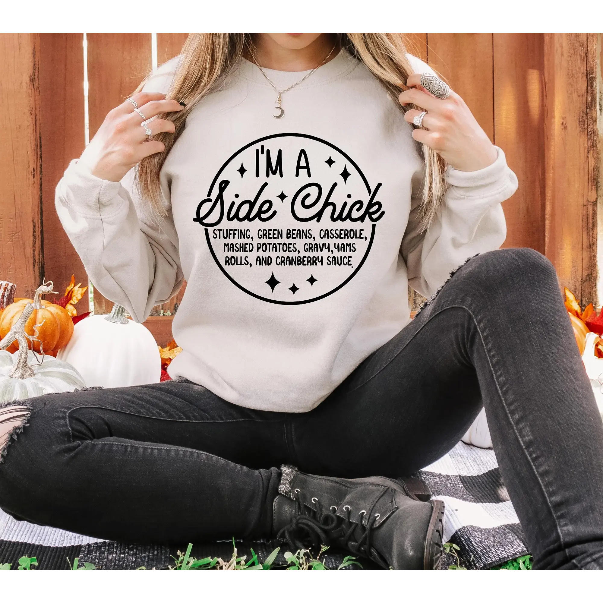 Funny Thanksgiving Sweatshirt, I’m a Side Chick Crewneck, Turkey Day Fall Sweater, Cute Thanksgiving Dinner Outfit