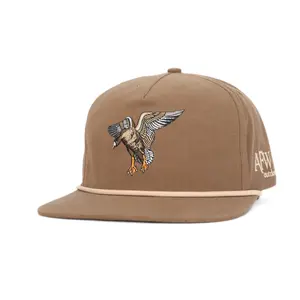 American Flyway Waterfowl Brown w/ Tan Rope Specklebelly Ripstop Cotton Trucker Hat, Adjustable Men’s Sun-Protective Casual Cap, Adjustable Caps for Outdoor Sports
