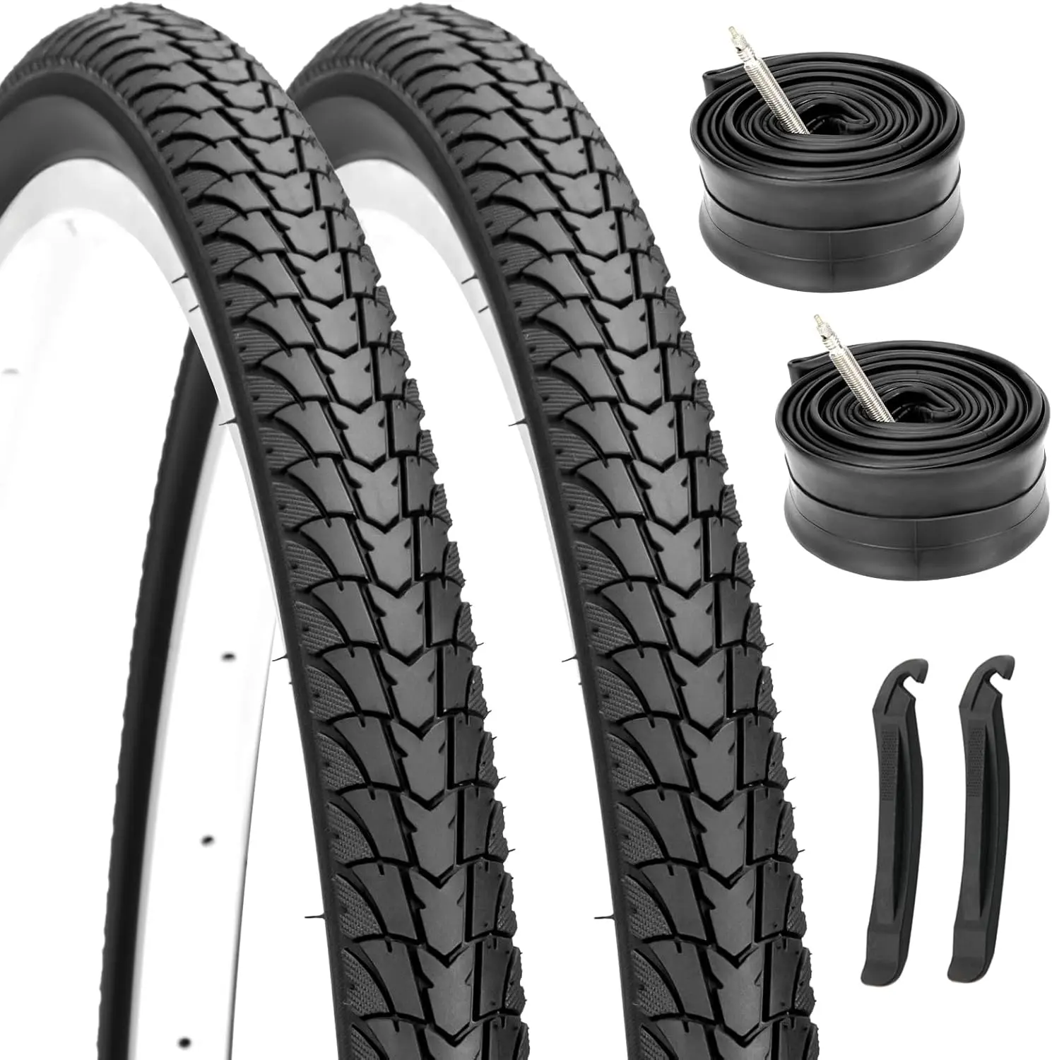 Hycline Gravel Bike Tires Set: 2-Pack 700x38C/40C/42C Folding High-Density Wear-Resistant All-Terrain Bicycle Tires with Butyl Rubber Tubes & Tire Levers for Gravel, Hybrid, MTB & Road Bikes