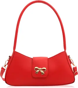 Glamaholic bags Shoulder Bags Women Purses Handbags Coquette Bow Purse Y2k Bag Small Shoulder Bag Mini Clutch Hobo Handbag (Red) red charol purse