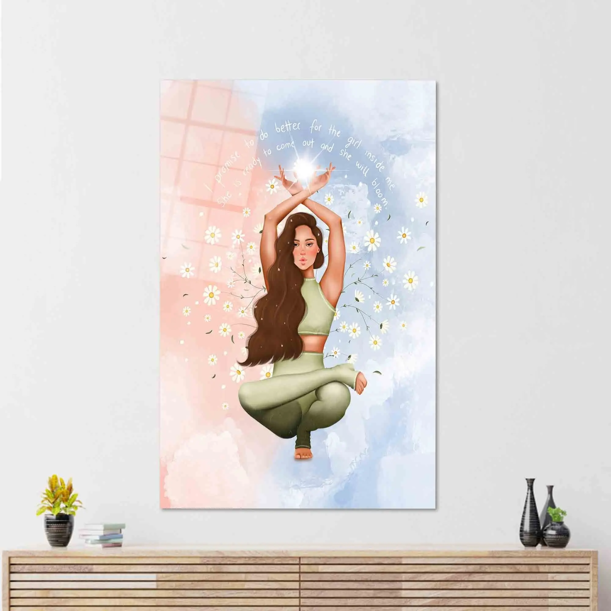 Yoga Exercise Poster, Meditation Poster, Yoga Girl Wall Art, Yoga Art Decor