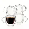 YUNCANG 2.5oz Double-Walled Borosilicate Insulated Glass Espresso Cups Set of 4 with Handle - BPA-Free, Lead-Free Beverage Cups, Crystal-Clear, Curved Rim, Aesthetic Kitchen Drinkware Essentials for Safer Sipping