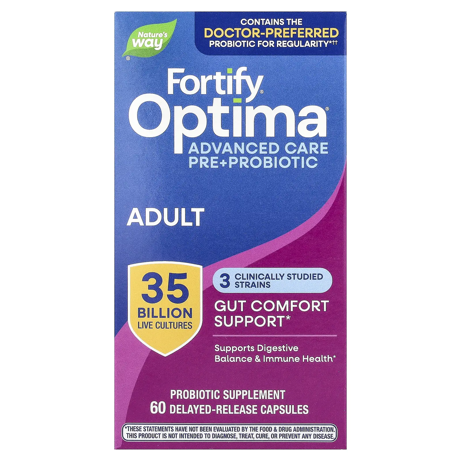 Nature's Way Fortify®, Optima® Advanced Care Pre + Probiotic, Adult, 60 Delayed-Release Capsules