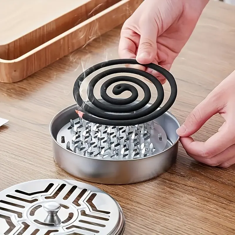 3-Piece Stainless Steel Mosquito Repellent Box Set, Anti Mosquito Fire-Resistant Covered Mosquito Rack, Portable Indoor Outdoor Mosquito Repeller Tray, Mosquito Killer, Home Pest Control