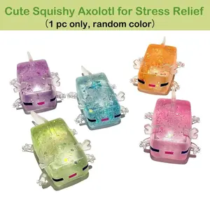 Graduation Gift Aurora Axolotl Squishy Mochi, Glittery Kawaii Sensory Fidget Toy, Squishy Fidgets, Soft Stretchy Stress Relief Toy for Anxiety, Cute Animal Desk Toy for Kids & Adults