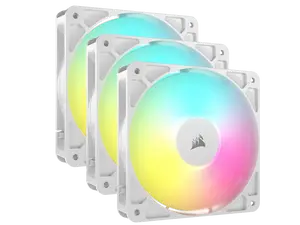 CORSAIR RS120 ARGB PWM 120mm Fans Triple Pack - White - Simplified Control - Daisy-Chain 4-Pin PWM and +5V ARGB Connections - Concentrated AirGuide Cooling - Magnetic Dome Bearing