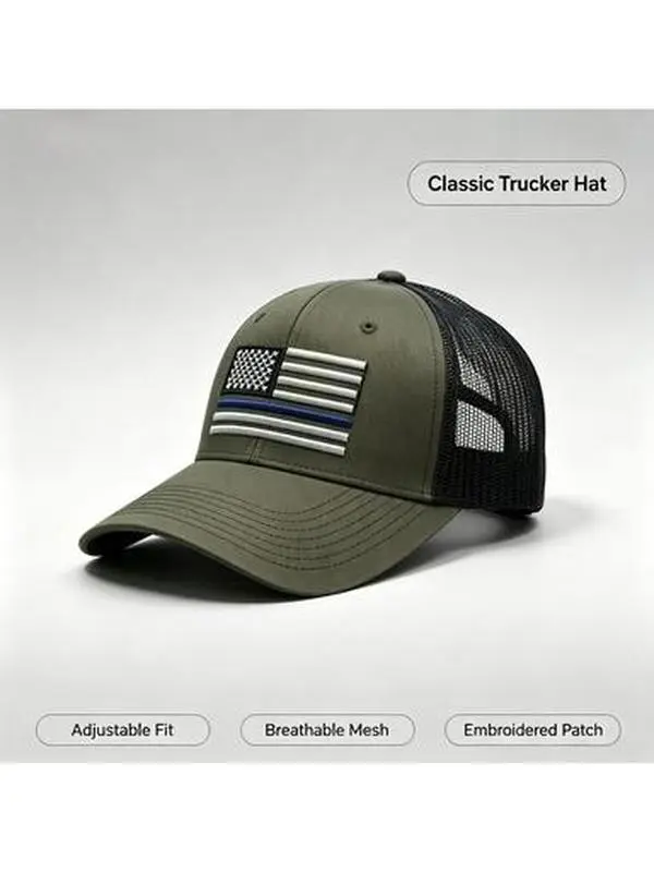 Classic American flag truck drive vintage  baseball  cap, adjustable size hat , mesh ventilation, must-have for travel, gatherings and sports. summer outdoor hat