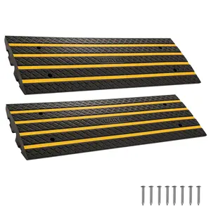 2 Pack Car Driveway Rubber Curb Ramp, 33000 LBS 48" Heavy Duty Low Profile Slope Ramps with Reflective Safety Strips for Vehicles, RVs, and Wheelchairs