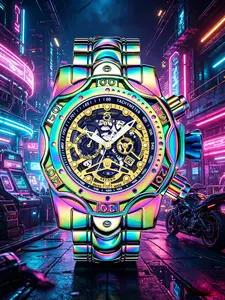 Cyber City Atmosphere Exquisite Men's Punk Watch, Urban Fashion Wristwatch, Hardcore Gift for Men, Comes with Exquisite Gift Box Packaging