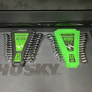 24-Piece Combination Ratchet Wrench Set, Metric (6-18mm) & SAE (1/4''-3/4'') Wrenches Set, 12-Point 72-Tooth Ratchet Spanners with Magnetic Base Organizer, Chrome Vanadium Steel for Auto Mechanic Tool