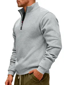 Men's Winter Fleece Lined Hoodie, Loose Fit Outdoor Warm Half Zip Stand Collar Pullover, Casual Sportswear for Men, Gym Sport Hoodies, Casual Activewear