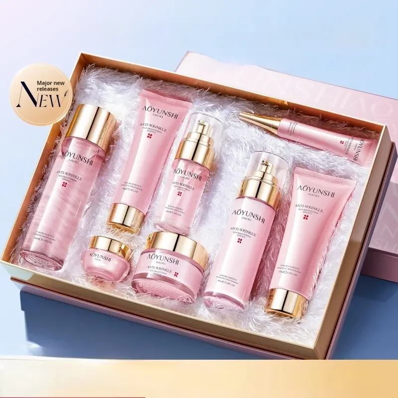 Sakura Age-Defying Skincare Set - Korean Skin Care Set 8-Piece Skin Kit Anti Aging Set to Reduce Wrinkles, Firm Skin & Restore Radiance with Deep Moisture, Moisturizer, Moisturizing Set Anti Aging Bundle Skin Care Products