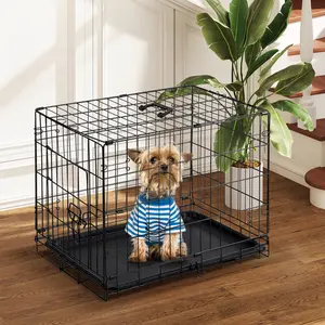 24/30 Inch Single Door Dog Cage - Durable Metal Pet Kennel for Small & Medium Dogs | Secure Lock, Collapsible Design, Removable Tray & Portable for Easy Cleaning & Travel