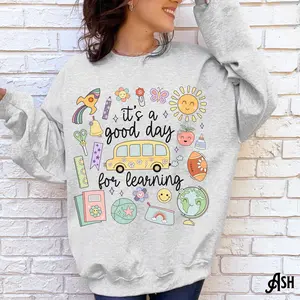 Teacher T-Shirt / Sweatshirt & Hoodie, Teaching Sweater, Back to School Supplies, It's a Good Day for Learning, Whimsical Doodle Fleece