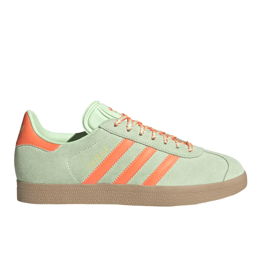 adidas Womens Gazelle Lace Up Sneakers Shoes Casual - Green, Orange