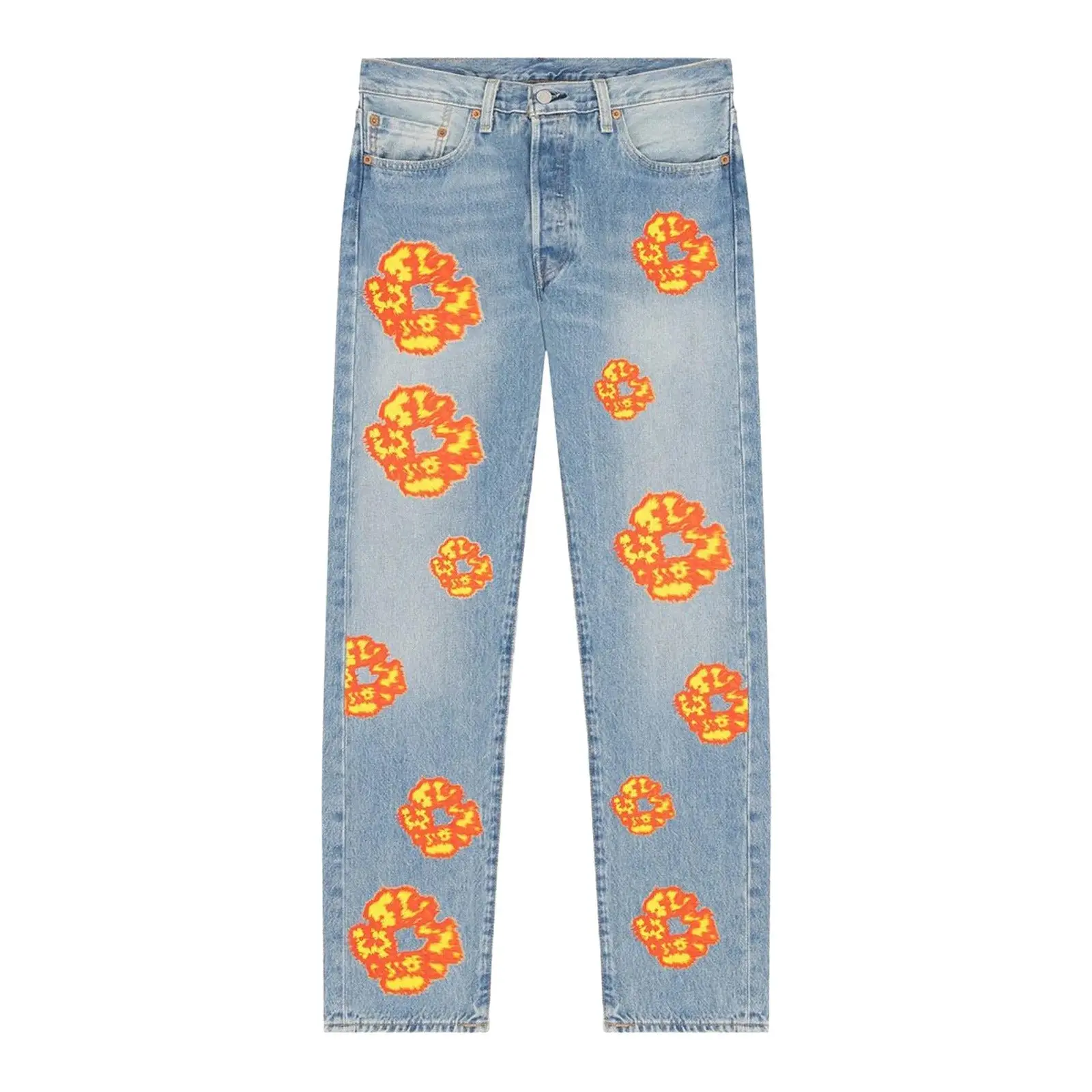 Levi's Men's Original Offset Tears Cotton Wreath Denim Jeans - Light Wash, Unisex Sizes, Cotton Denim, Original Tear, Unisex Sizing