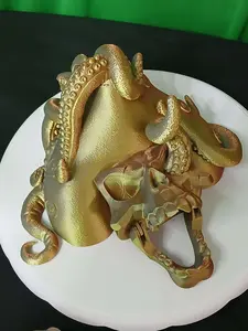 Pirate Door Knocker with Octopus Captain Skull Design in Gold by Veteran Family Owned Company Outdoor UV Protection Recommended