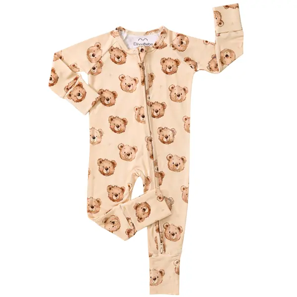 Bamboo Ultra-Stretchy Baby Boy Girl Zip-Up Pajamas Clothes 5% Spandex for All-Day Comfort | Scratch-Free Sleeves & Adjustable Feet Romper Pjs | Cute Prints Sleepwear, Baby Clothing, Footed