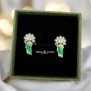 Saint Jude Stud Earrings Gold and Green Religious Earrings Spiritual Protection Jewelry San Judas Tadeo Earrings for Faith Miracles