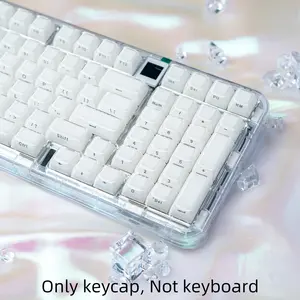Crystal translucent keycap, Gaming Keyboard Keycap, Side engraved characters, Characters are opaque, PC dual color injection molding, PC+ABS material, MDA height, jelly pudding, compatible with 6.25U space 61 68 75 84 87 98 99 100 104 108