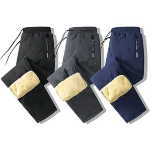 Pack of 3, men's solid color zippered pocket thickened lined pants, regular fit, casual and comfortable, waterproof stretch waistband, suitable for autumn and activewear, solid color, activewear, activewear, athletic pants - long warm pants