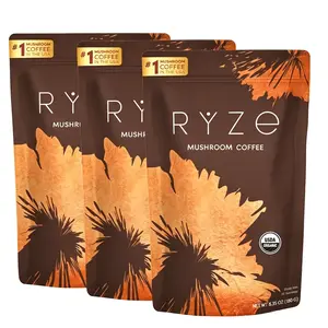 USDA Organic RYZe Mushroom Coffee - 30 Servings, 6 Adaptogenic Mushrooms, MCT Oil, 2000mg Superfoods, Dietary Instant Coffee with Wellness Vitamins - USA Grown Health Supplement