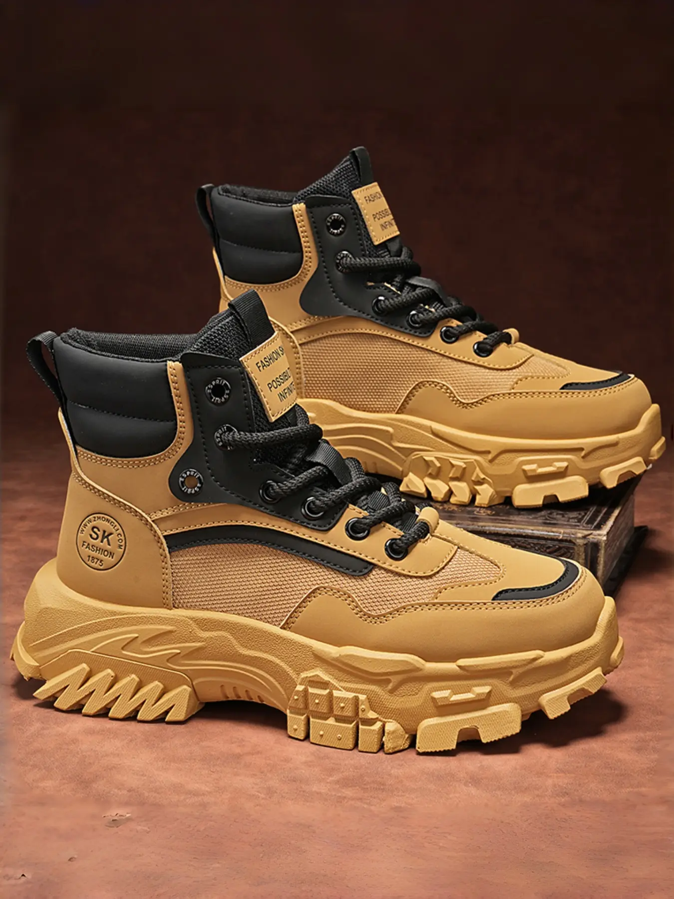 Men's All-Weather Work Boots Rubber | Height Increase Design | Durable Casual Shoes | Sturdy Work Shoes | Walking Shoes | Workwear Shoes