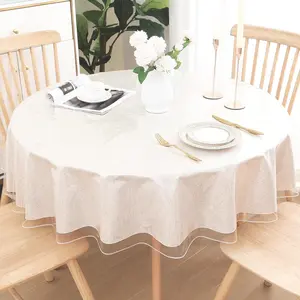 Clear Plastic Table Cloth 2 Pack - 60 Inch,  Wipeable Vinyl Tablecloths for Round Table, Oil Spill Proof Transparent Tablecloth Protector for Dining, Picnic, Camping, Parties