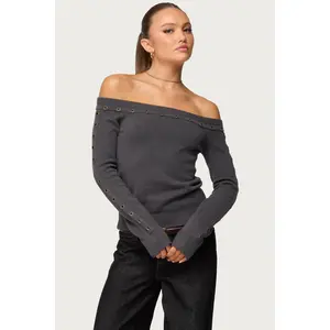 Morgen Grommet Off Shoulder Knit Top