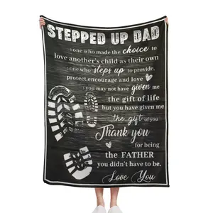 To My Dad Blanket, Stepped Up Dad Throw, Bonus Dad Gift Blanket, Heartfelt Present for Fathers Day Birthday