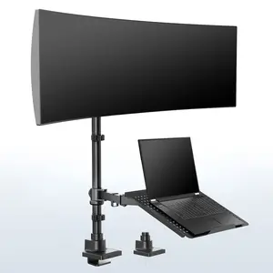 Ultrawide Monitor and Laptop Extra Tall Vertical Desk Mount - Up to 49" Screens, 17" Laptops