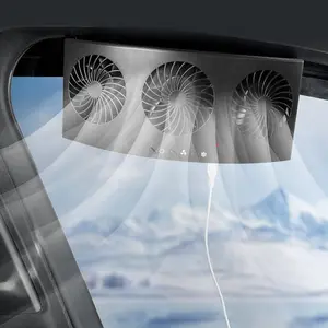 Car Ventilation Fan 3-Prong USB Powered, Silent Air Circulation, Adjustable 3-Speed, Odor Removal, Window Mount, All Seasons Use