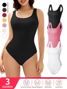 2026 Spring Stay Cool & Look Hot! High-Waisted Ribbed Tank Bodysuit for Summer Vibes - Sleeveless Womenswear Basic - Casual Style for Beach & Outings,Date Night Outfit Ideas