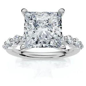 Certified 3.44Ct Princess Cut Diamond Engagement Ring 14k White Gold Lab Grown